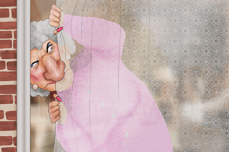 Movement: See them looking through edge of a curtain.